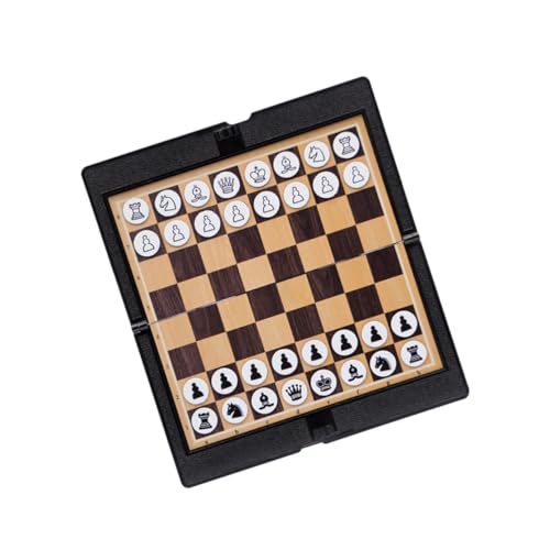 HOODANCOS Faltbares Schachbrett mit Magnetischen Schachfiguren Tragbares und Leichtes Reisespiel für Erwachsene Faltbar Dünnes Leder Langlebig und Einfach zu Verstauen für Familie und von HOODANCOS