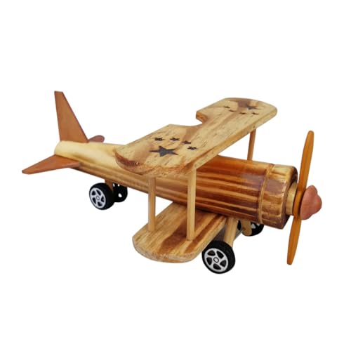 HOODANCOS Büro-schreibtischdekorationen Desktop-Spielzeug Holzdekor Flugzeugspielzeug Aus Metall Flugzeug Aus Metall Flugzeugfigur Kunsthandwerk Kind Hölzern von HOODANCOS