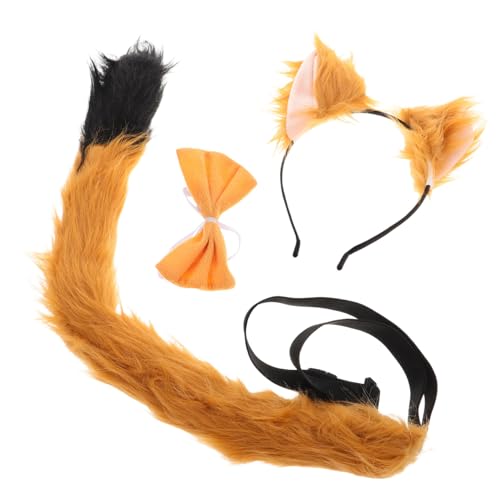 HOODANCOS Fuchsohren Stirnband Set Teilig Kunstpelz Bequem Langlebig für Halloween Cosplay Party Rollenspiel Zubehör von HOODANCOS