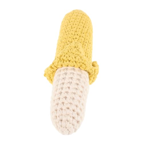 HOODANCOS Gehäkelte Babyrassel Banane Teething Zahnungshilfe für Neugeborene Leichtes Greifspielzeug Motorik und Hand Auge Koordination Sicher und Tragbar für Unterwegs von HOODANCOS