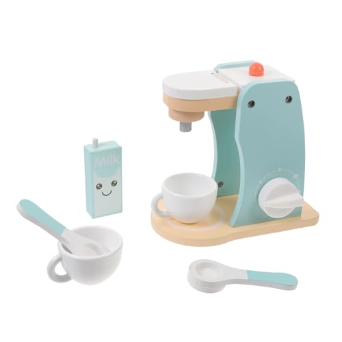 HOODANCOS Holz Kaffeemaschine Set für Sichere Glatte Oberfläche Fördert Feinmotorik und Fantasie Robustes Langlebiges Material für Rollenspiel und Soziales Lernen von HOODANCOS