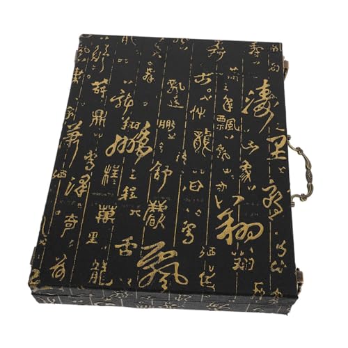 HOODANCOS Holz Mahjong Aufbewahrungsbox mit Tragegriff Elegante Druckgestaltung für Mahjong und Schachspiele Praktischer Organizer für Familie und Freunde von HOODANCOS