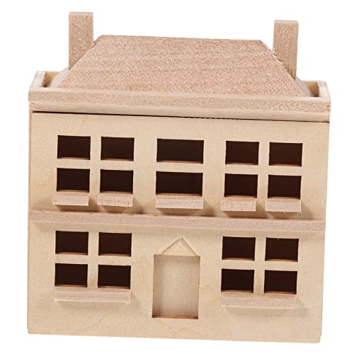 HOODANCOS Holz Miniatur Villa Ornament DIY Mini Haus Dekoration aus Langlebigem Holz Kreatives Puppenhaus Zubehör für Detailreiches Modell für Bastelfreunde von HOODANCOS