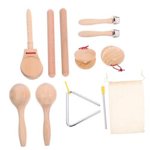 HOODANCOS Holz Schlaginstrumente Set für Teiliges Percussion Set mit Rasseln Kastagnetten und Triangel Geeignet für Musikspielzeug und Frühkindliche HOODANCOS Holz Schlaginstrumente Set für Teiliges Percussion Set mit Rasseln Kastagnetten und Triangel Geeignet für Musikspielzeug und Frühkindliche von HOODANCOS