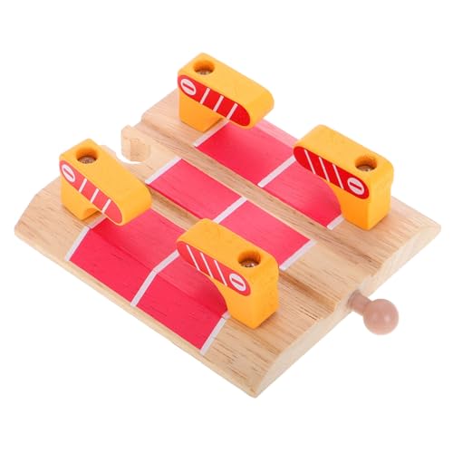 HOODANCOS Holzspielzeug Gleis Zubehör Holz Straßenblock Station mit für Modularer Eisenbahn Spielesatz Kreativität und Logischem von HOODANCOS