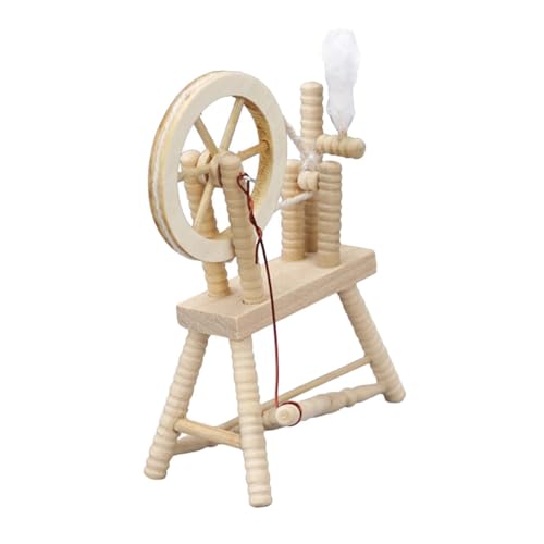HOODANCOS Holzspinnrad Modell Mini Spulmaschine Miniatur Vintage Puppenhaus Möbel Dekorationen Retro Mini Hand Spulmaschine Vintage Ornamente von HOODANCOS
