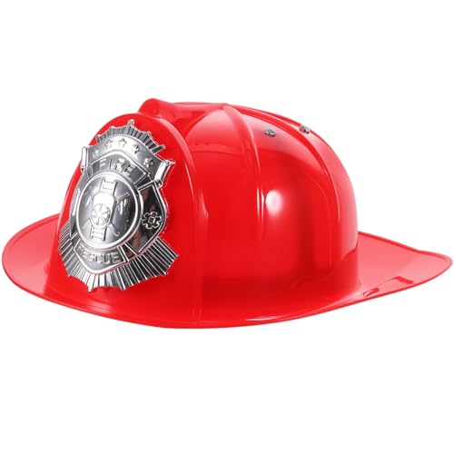 HOODANCOS Kinder-Feuerwehrmann-Helm Feuerwehrmann-Hut Erwachsenen-Feuerwehrmann-Kostüm Roter Feuerwehrmann-Hut Feuerwehrmann-Helm Halloween-Kopfbedeckung Für Feuerparty-Kostüme von HOODANCOS