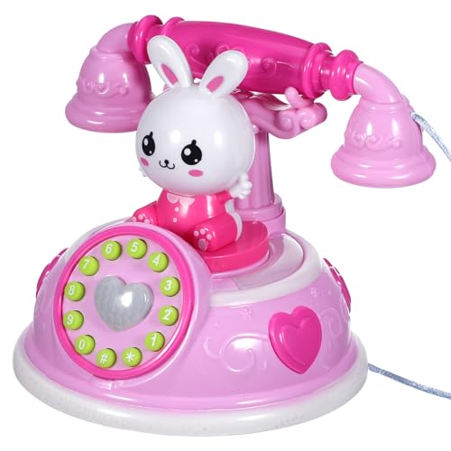 HOODANCOS Kleines Spielzeugtelefon für Simuliertes Telefonspielzeug aus Sicherem Kunststoff Fördert Fingerfertigkeit und Eltern Junge Mädchen Interaktion Pinke Retro Design ohne Batterien von HOODANCOS
