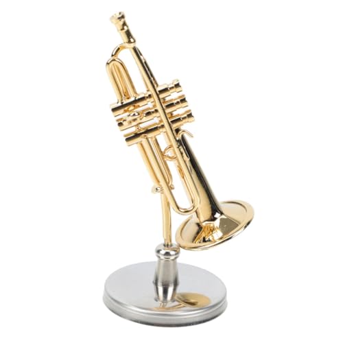 HOODANCOS Kupfer Mini Trompetenmodell mit Koffer und Sockel Authentisches Verschleißfestes Musikinstrument Modell Dekoratives Miniatur Orchester Ornament für Wohnkultur und Fotografie von HOODANCOS