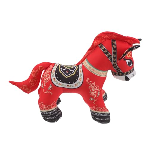 HOODANCOS Kuscheliges Chinesisches Tierkreiszeichen Pferd Plüschpuppe Weiches Leichtes Maskottchen zum Umarmen und Neujahrs-Souvenir Tragbares Stofftier für Pferdeliebhaber von HOODANCOS