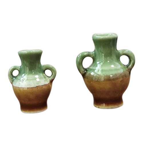 HOODANCOS Mini Binaural Kontrastfarbe Vase Set Keramik Puppenhaus Deko für Miniatur Modelle für Tischdeko und Miniatur Landschaftsaccessoires HOODANCOS Mini Binaural Kontrastfarbe Vase Set Keramik Puppenhaus Deko für Miniatur Modelle für Tischdeko und Miniatur Landschaftsaccessoires von HOODANCOS