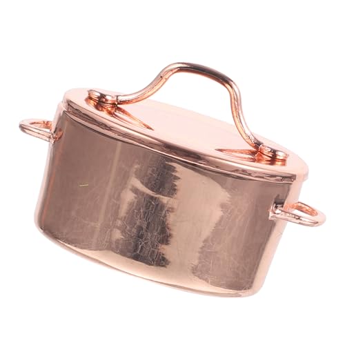 HOODANCOS Mini Topf Suppentopf Dekorationen Miniatur Hauszubehör Puppenhaus Zubehör Kleiner Topf Modell Puppenhaus Miniatur Geräte Puppenhaus Topf Ornament Mini Topf Roségold von HOODANCOS