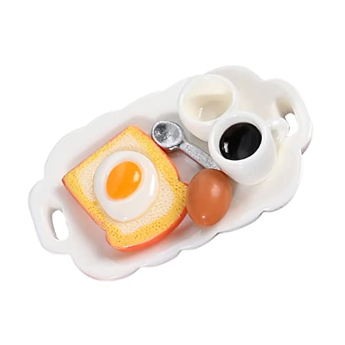 HOODANCOS Miniatur Frühstücksteller für Puppenhaus Bunte Spielzeugküche mit Realistischen Lebensmitteln für Farberkennung und Hand Augen Koordination von HOODANCOS