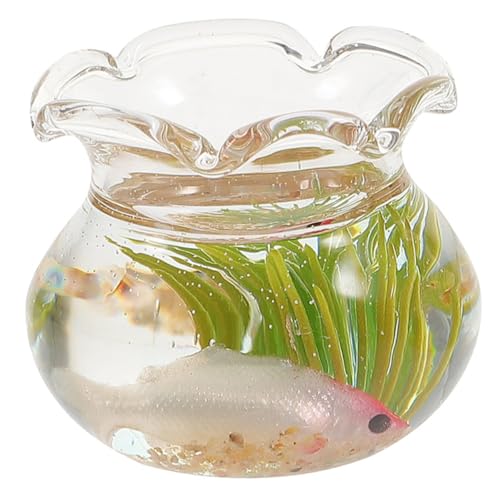 HOODANCOS Miniatur Goldfischtank Modell Transparentes Aquarium für Puppenhaus Dekoration Miniatur Zubehör für Garten und Mikro Landschaft Farbvarianten Zufällig Zufällige Zufällige Farbe von HOODANCOS