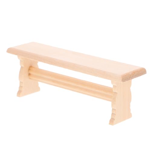 HOODANCOS Miniatur Holzbank Modell für Puppenhaus Langer Tisch und Stuhl DIY Miniaturen für Hausdekoration Kreatives von HOODANCOS