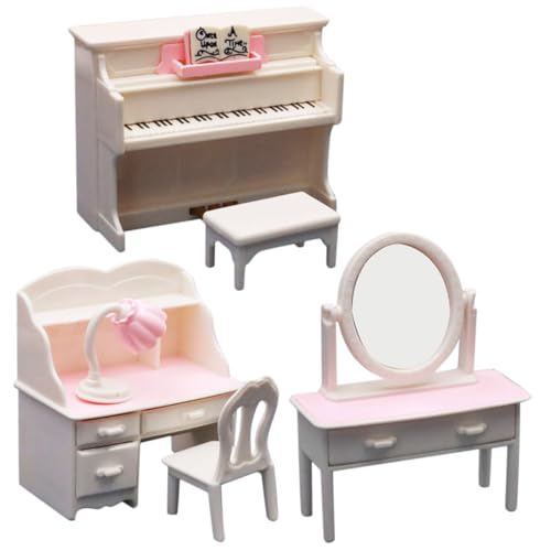 HOODANCOS Miniatur Möbelset für Puppenhaus aus Dekoratives Klavier und Schreibtisch für DIY Projekte und Puppenhaus Zubehör von HOODANCOS