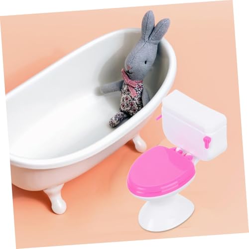 HOODANCOS Miniatur Puppenhaus Toilette Weiß Detailliertes Badezimmer Zubehör Langlebiges Miniatur Wc Vielseitig für DIY Puppenhaus Dekoration und Miniaturlandschaft Geeignet von HOODANCOS