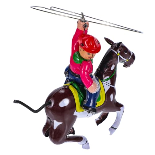 HOODANCOS Nostalgisches Wind up Blechspielzeug Cowboy Pferd mit Uhrwerkfunktion Langlebiges Metallspielzeug ohne Batterie Lustiges Geschenk für Sammler von HOODANCOS