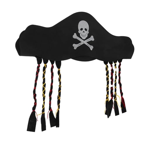 HOODANCOS Piratenhut mit Zöpfen für Erwachsene und Verstellbare Kopfbedeckung aus Weichem Eva Material Perfektes Zubehör für Halloween und Kostümpartys Vielseitig Einsetzbar Verbessert von HOODANCOS