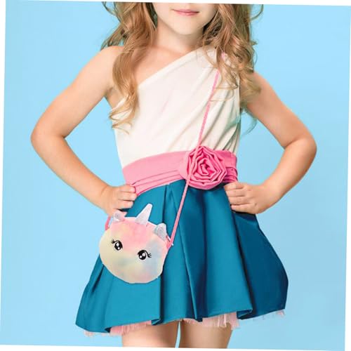 HOODANCOS Plüsch Einhorn Umhängetasche für Mädchen Leichte Schultertasche Multifunktionale Handtasche für Handy Schlüssel Snacks Verstellbarer Tragegurt Bunter Geldbeutel von HOODANCOS