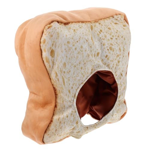 HOODANCOS Plüsch Toast Brot Mütze Lustige Kopfbedeckung für Kostümpartys und Fotoautomaten Witziges Accessoire mit Niedlichem Design für Erwachsene von HOODANCOS