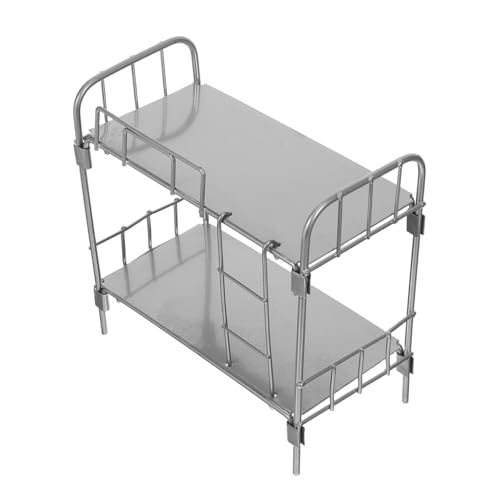 HOODANCOS Puppenhaus-Miniatur-etagenbett: Doppelschichtbett Mit Leiter-schlafzimmermöbeln Für Mädchenpuppen Und Babypuppen, Rollenspiel, Silber HOODANCOS Puppenhaus-Miniatur-etagenbett: Doppelschichtbett Mit Leiter-schlafzimmermöbeln Für Mädchenpuppen Und Babypuppen, Rollenspiel, Silber von HOODANCOS