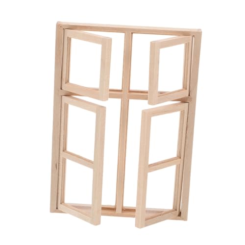 HOODANCOS Puppenhaus Türen Fenster Holzmodell Miniatur Möbel DIY Deko Zubehör für Puppenhaus Szenenbau und Wohnraumgestaltung von HOODANCOS