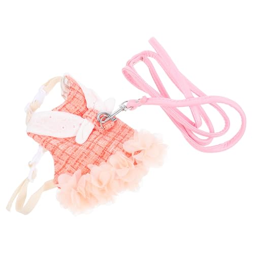 HOODANCOS Rabbit Dress Kleidungsset aus Hautfreundlicher Baumwolle Stilvolles Geruchloses Hasengeschirr mit Leine Bequemes Ärmelloses Kaninchen Outfit für Draußen Geeignet für Kleine von HOODANCOS