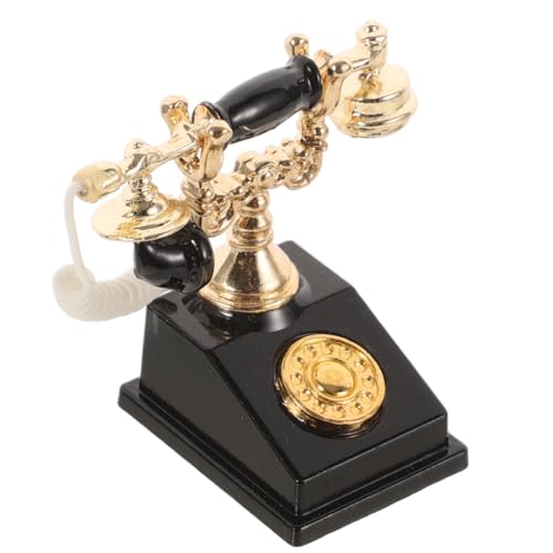 HOODANCOS Retro Telefon Modell Maßstab Vintage Puppenhaus Telefon für Wohnzimmer Deko Schwarze Telefonmöbel Sammlerstück für DIY Puppenhaus und Vintage Deko von HOODANCOS