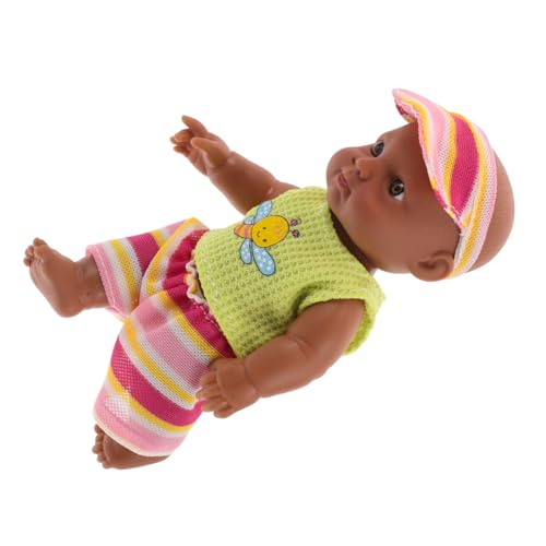 HOODANCOS Realistische Babypuppe 18cm Afroamerikanische Vinylpuppe für Kleinkinder Weiche Babypuppe für Sammler und Spielzeug von HOODANCOS