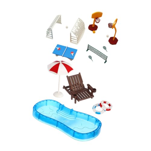HOODANCOS 2satz Mini-Haus-schwimmbecken Mit Schwimmring Strandkorb Und Mehr Für Puppenhaus-Dekoration Miniatur-Pool-zubehör Für Feengarten-Ornamente Realistisches Modellspielzeug von HOODANCOS