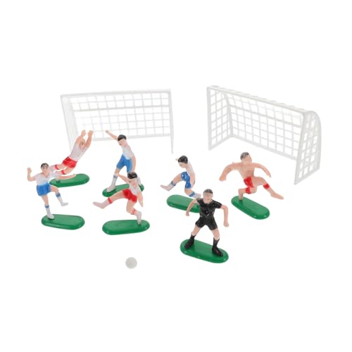 HOODANCOS Teiliges Fußball Langlebigem Kunststoff Authentische Mini spielerfiguren und Fußballfeld mikrolandschaft Detailreiche Tortendeko für Jungen Geburtstag Fußball Cupcake Topper von HOODANCOS