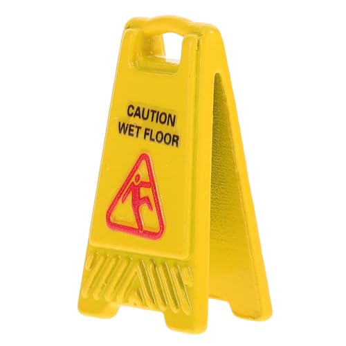 HOODANCOS Warnschild für Puppenhaus Vorsicht Nassboden Gelbes Warnzeichen für Feengarten Zubehör Kreative Szenen und DIY Accessoires von HOODANCOS