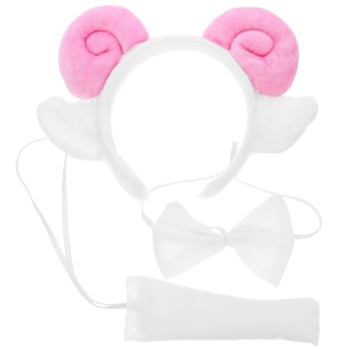 HOODANCOS Weiches Schafkostüm mit Stirnband und Fliege Leichtes Komfortables Cosplay Zubehör für Frauen Perfektes Tier Stirnband Kostüm für Halloween Party und Verkleidung von HOODANCOS