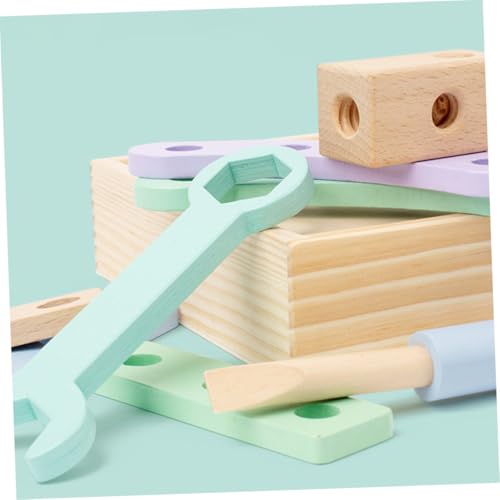 HOODANCOS Werkzeugkasten aus Holz DIY mit Werkzeugen Sicher und Kreativ Pädagogisches Lernspielzeug für Kleinkinder Fördert Fantasie und Intelligentes von HOODANCOS