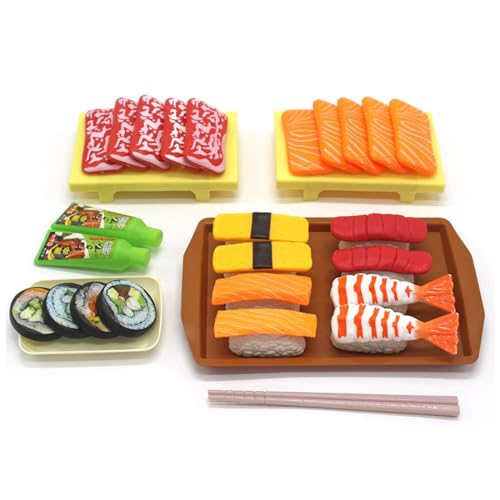37 Teile/satz Kinder Simulation Japanische Sushi Spielzeug Für W/Teller Stäbchen Skaliert Kinder Rolle Für Spielen Kitche Spielen Für Kleinkinder Spielen Für Kinder Küche Kunststoff Spielen Für 1-3 von HOOLRZI