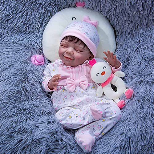 HOOLRZI 47 cm Baby Mädchen Für Reborns Spielzeug Pflege Für Infant Geschenk Realistische Interaktive Für Lächelndes Gesicht C Puppen Kleinkind Puppen Silikon von HOOLRZI