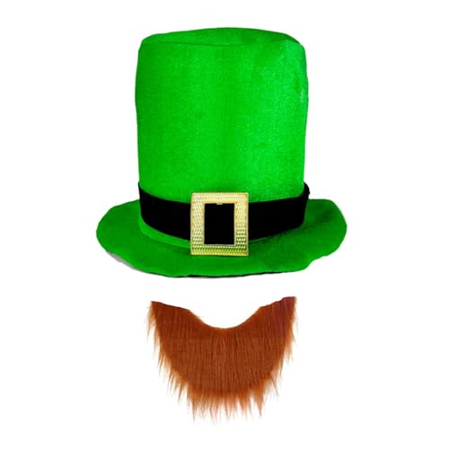 HOOLRZI Feiern Sie den Patricking-Tag in eleganten Stilen mit einem festlichen grünen Oberteil, Hut und Bart für jedes Alter, Party-Dekoration HOOLRZI Feiern Sie den Patricking-Tag in eleganten Stilen mit einem festlichen grünen Oberteil, Hut und Bart für jedes Alter, Party-Dekoration von HOOLRZI