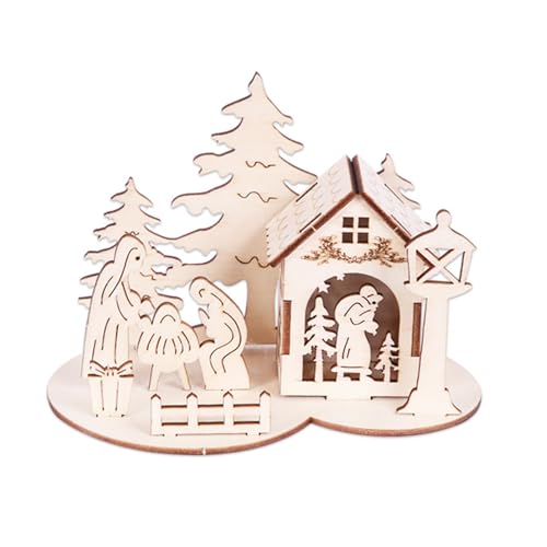 HOOLRZI Party-Requisiten Weihnachten 3D-Puzzle DIY-Kits Montage Santa Village House Modell Holzpuzzle Festival Tischdekorationen Hausverzierung von HOOLRZI