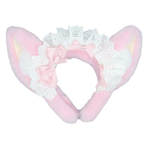 HOOLRZI Plüsch-Ohr-Stirnband, Dienstmädchen, Rüschen, Spitze, Schleife, Haarreif, Cosplay, Party, Requisiten, Kopfschmuck, Animationszubehör HOOLRZI Plüsch-Ohr-Stirnband, Dienstmädchen, Rüschen, Spitze, Schleife, Haarreif, Cosplay, Party, Requisiten, Kopfschmuck, Animationszubehör von HOOLRZI