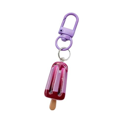 HOOLRZI Schöner Cartoon-Eiscreme-Schlüsselanhänger, stabile Harzringe für Taschen, Charm-Zubehör für Freunde, Kindergeburtstage, Party, Eiscreme, Schlüsselanhänger, Schmuck von HOOLRZI