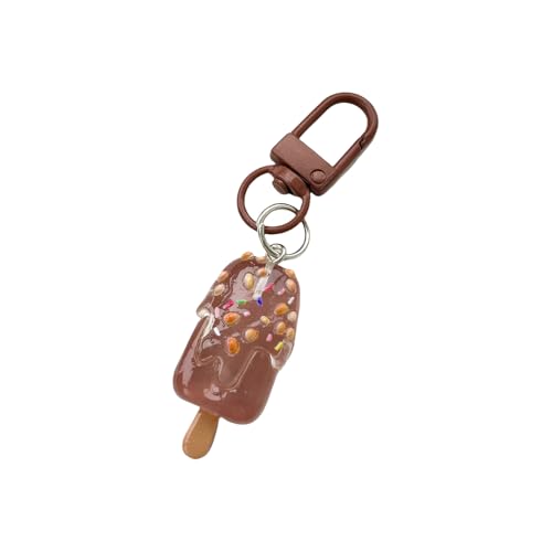 HOOLRZI Schöner Cartoon-Eiscreme-Schlüsselanhänger, stabile Harzringe für Taschen, Charm-Zubehör für Freunde, Kindergeburtstage, Party, Eiscreme, Schlüsselanhänger, Schmuck von HOOLRZI