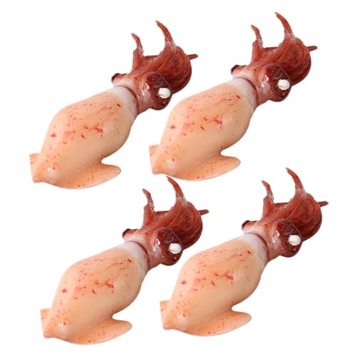 4 Stück Simulation Aus Plastik Oktopus-figurenspielzeug Garnelen-Modell Fisch-Modell Realistischer Gefälschter Fischmodell Kind Lebensmittel Fleisch PVC von HOOTNEE