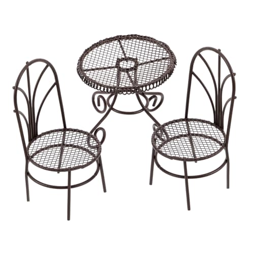 HOOTNEE 1 Satz Mikro-Landschaftstisch und Stühle süße Minimöbel Mini-Tisch Gartenmöbelverzierungen Mini-Puppenhauszubehör Miniatur-Dekorationen kleine Puppenstubenmöbel Metall Dunkelbraun HOOTNEE 1 Satz Mikro-Landschaftstisch und Stühle süße Minimöbel Mini-Tisch Gartenmöbelverzierungen Mini-Puppenhauszubehör Miniatur-Dekorationen kleine Puppenstubenmöbel Metall Dunkelbraun von HOOTNEE