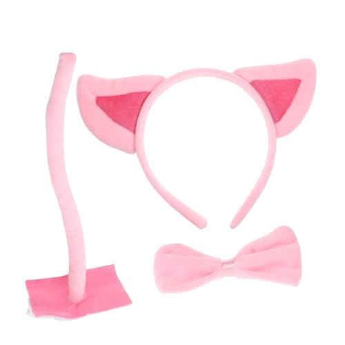 HOOTNEE 1 Satz Partykleidung Rosa Schweinchen-Fliegen Stirnband mit Tierohren Tierkostüm halloween kostüm kostüme Kidcore-Kleidung Cosplay Kostüm Cosplay Schweinekostüm Hase Kind von HOOTNEE