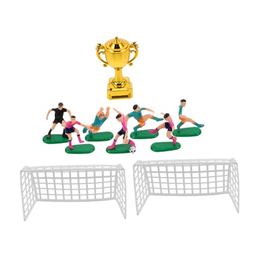 HOOTNEE 1 Satz Puppenhaus-fußballmodell Tortenaufsatz Für Fußballtore Miniatur Tortenaufsätze Für Geburtstage Klein Party Fußballkuchen -top Kind Fußballfiguren Plastik Wiederverwendbar von HOOTNEE