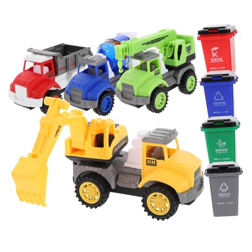 HOOTNEE 1satz Friction-Powered Engineering Vehicle Toy Mit Müllwagen Und Abfallbehältern Lehrreiches Spielzeug Für Jungen Und Mädchen Fördert Kreativität Und Hand- -koordination von HOOTNEE