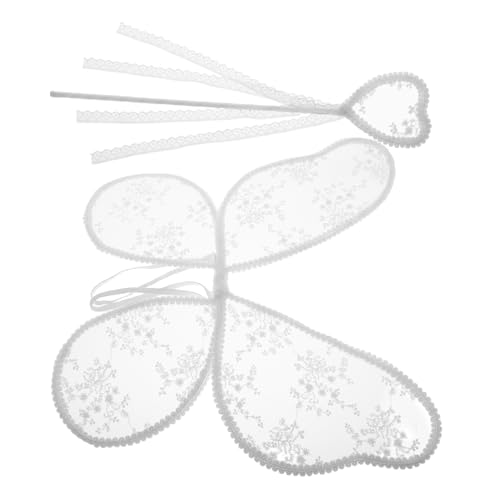 HOOTNEE 1 Satz Schmetterlingsflügel Weihnachts-Cosplay-Party Engelsflügel Für Mädchen Feenprinzessin Flügel Schmetterlingsstäbe Schmetterlings-engelsflügel Zauberstäbe Spitze Weiß HOOTNEE 1 Satz Schmetterlingsflügel Weihnachts-Cosplay-Party Engelsflügel Für Mädchen Feenprinzessin Flügel Schmetterlingsstäbe Schmetterlings-engelsflügel Zauberstäbe Spitze Weiß von HOOTNEE