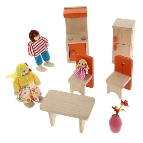 HOOTNEE 1 Satz Spielhaus Spielzeug Holzspielzeug Rollenspiel-Spielzeug Kinderspielzeug geschirrset kinderküche Möbel Spielzeuge Lernspielzeug Mini- -Dekor Jahrgang Modell Puppenhaus von HOOTNEE