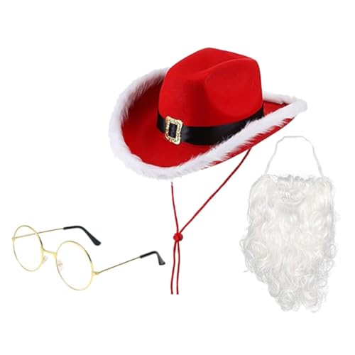 1 Satz Weihnachts Mann Hut Zwergbart Feiertagsparty liefert Weihnachtsmann-Kostüm weihnachtsverkleidung Kleider Hüte Hut Weihnachten Santa gefälschter Bart Junge Requisiten Zubehör von HOOTNEE